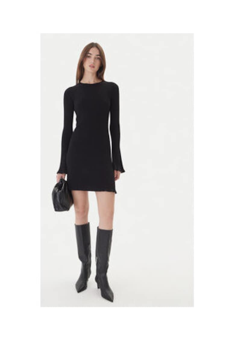 Rochie tricotata de dama - 63% viscoza - 37% poliamida - Negru