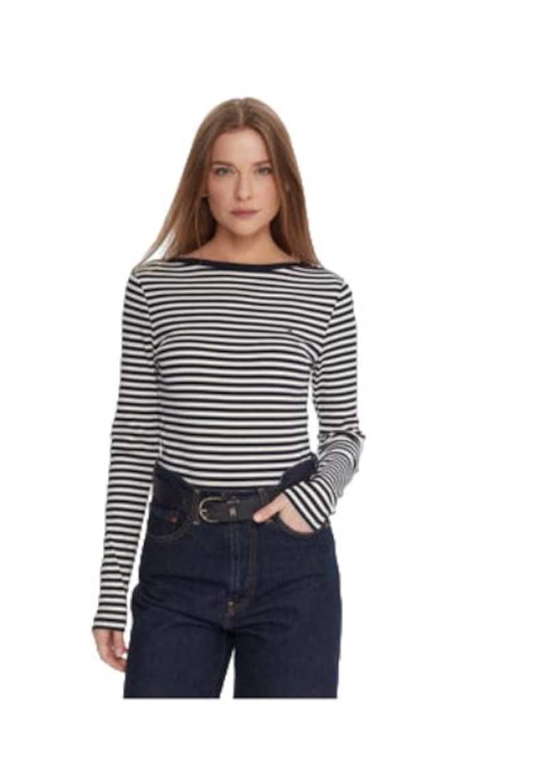Bluza dama - viscoza/elastan - bleumarin/alb