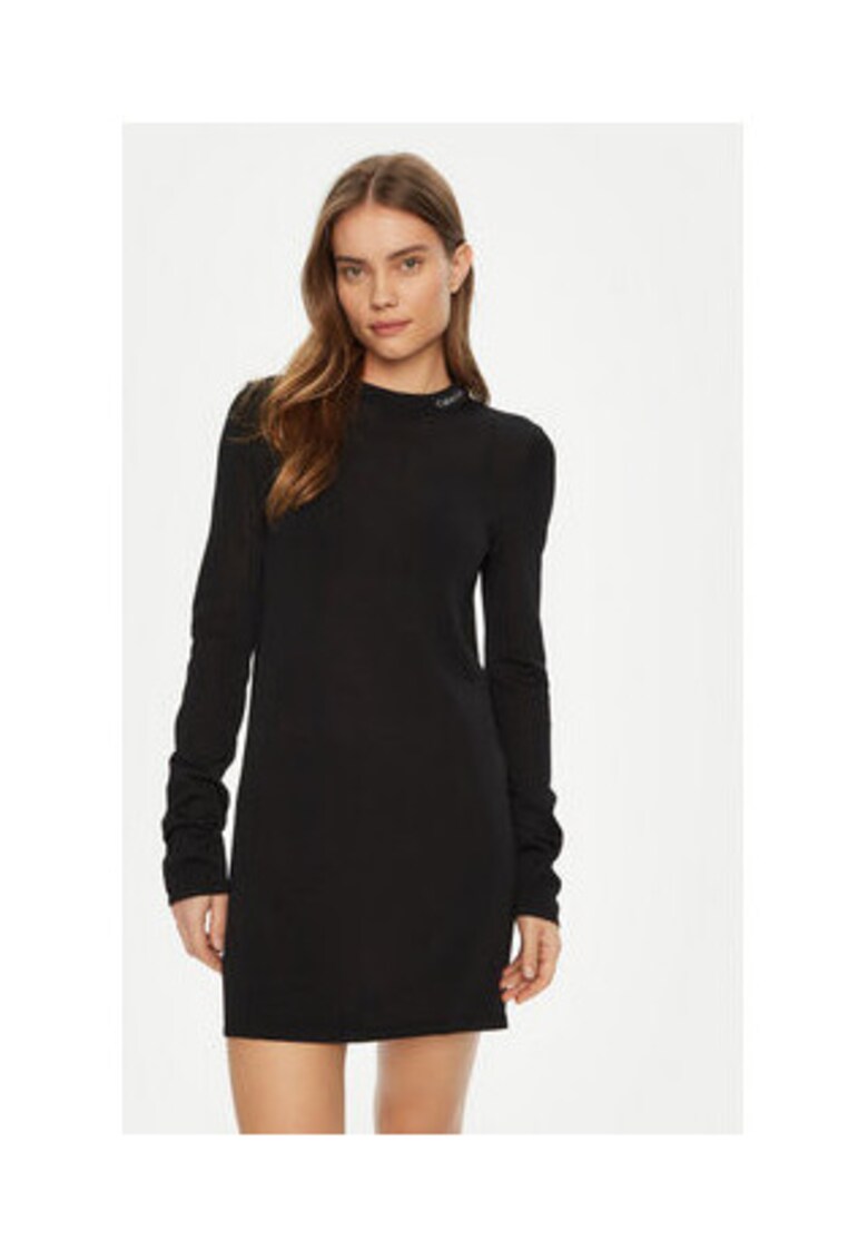Rochie casual Dama - neagra - 80% viscoza - 17% poliamida - 3% elastan -