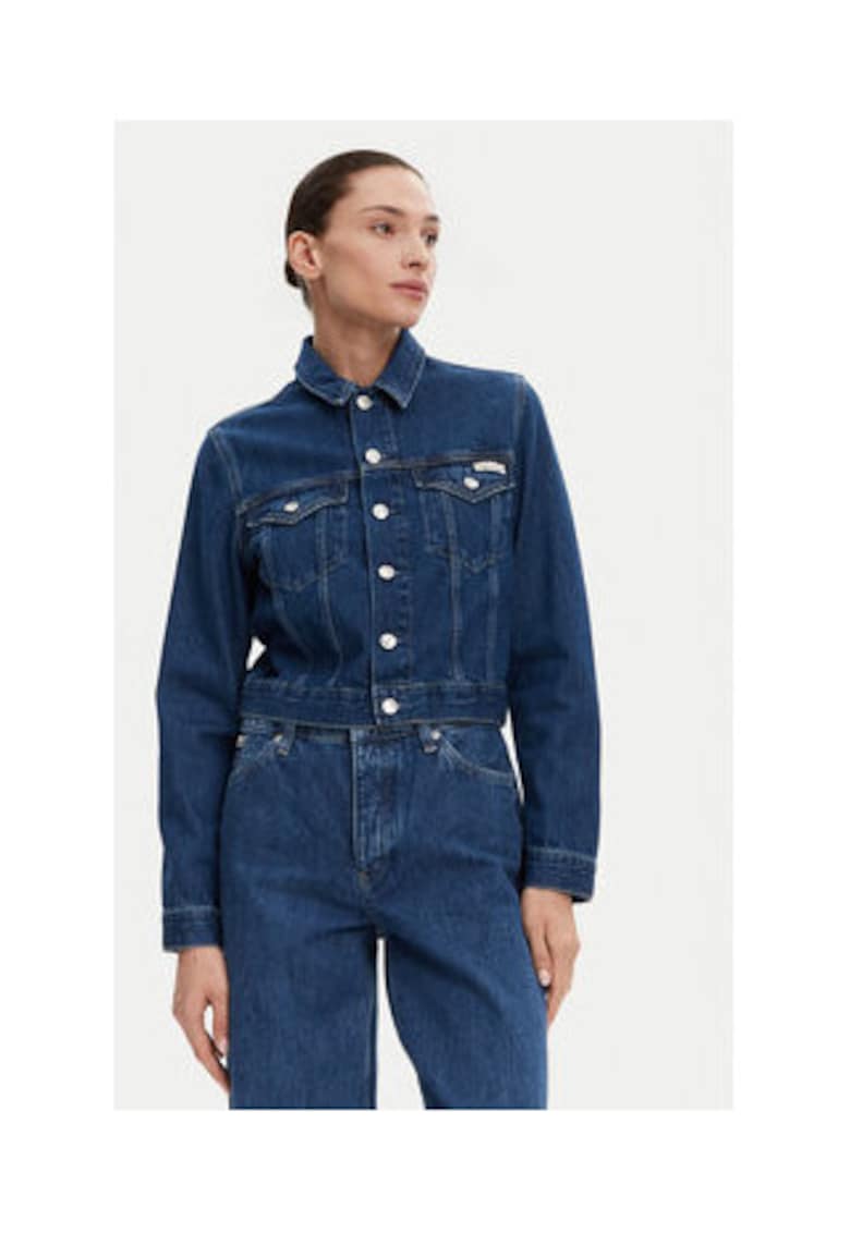 Geaca denim dama - albastru - bumbac -