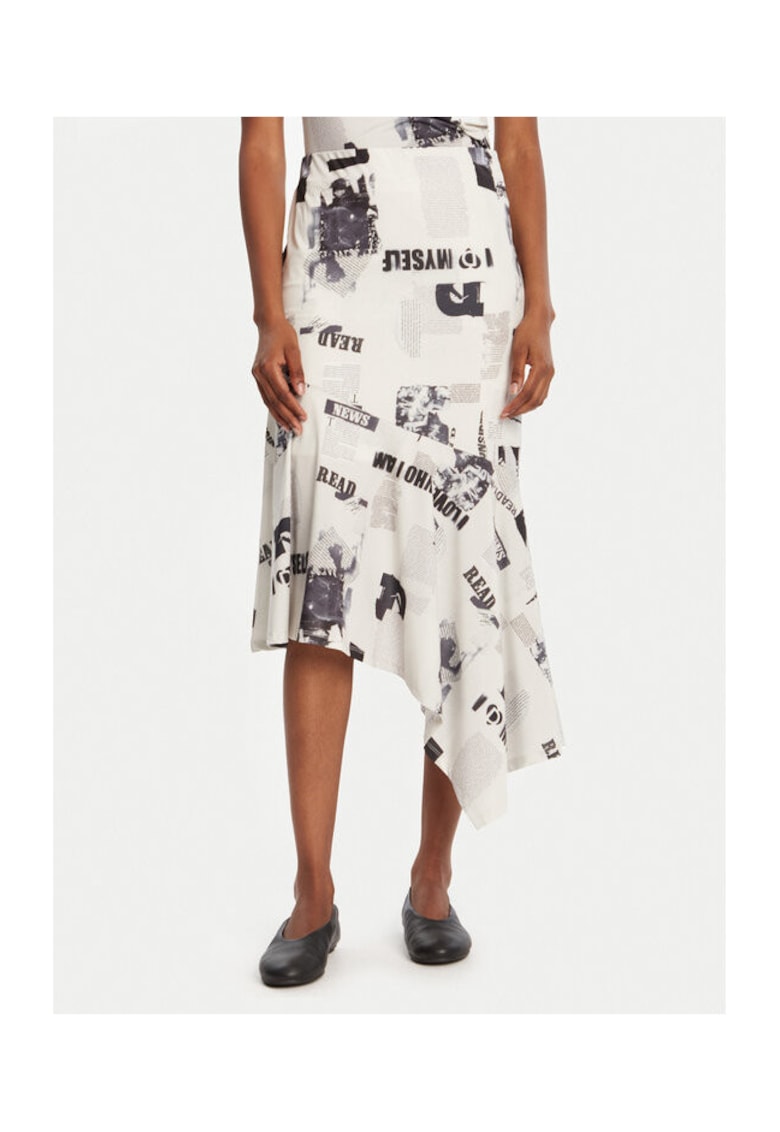 Fusta midi - alb - 93% poliester - 7% elastan -
