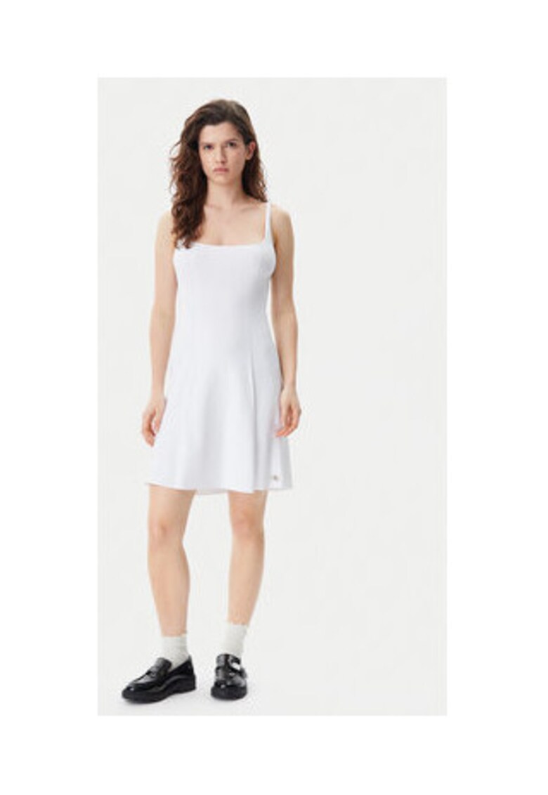 Rochie casual Dama - Alb - 80% bumbac - 17% poliamida - 3% elastan