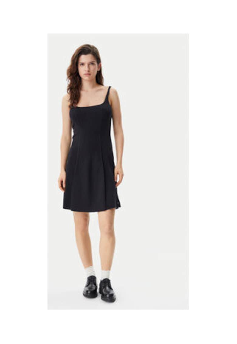Rochie de zi Dama - Negru - 80% bumbac - 17% poliamida - 3% elastan -