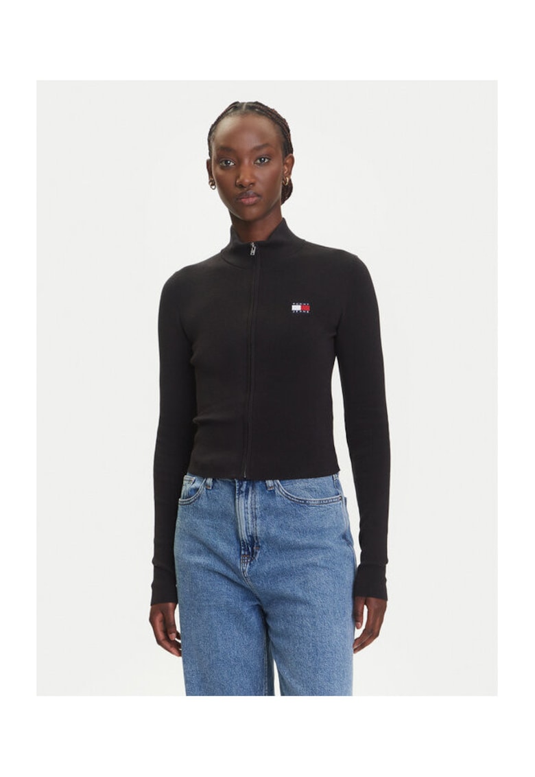 Cardigan dama - Negru - 65% bumbac - 35% poliamida