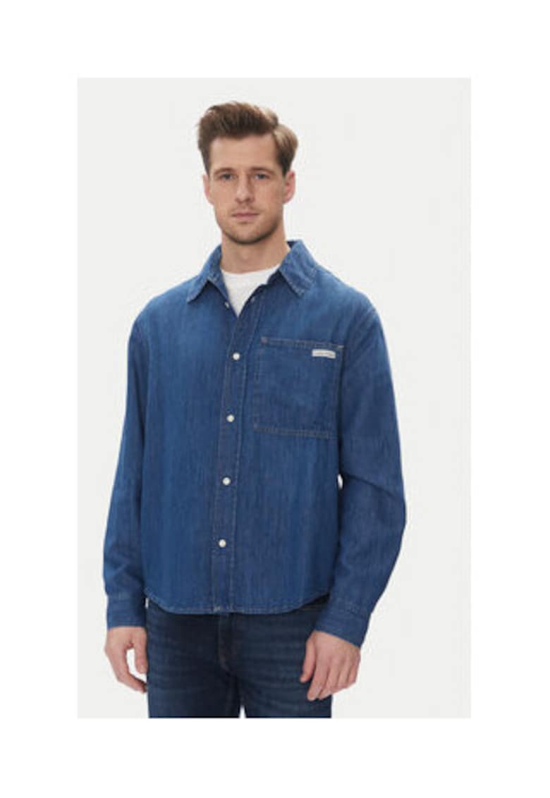Camasa barbati - bleumarin - bumbac/bumbac reciclat/linen/lyocell -