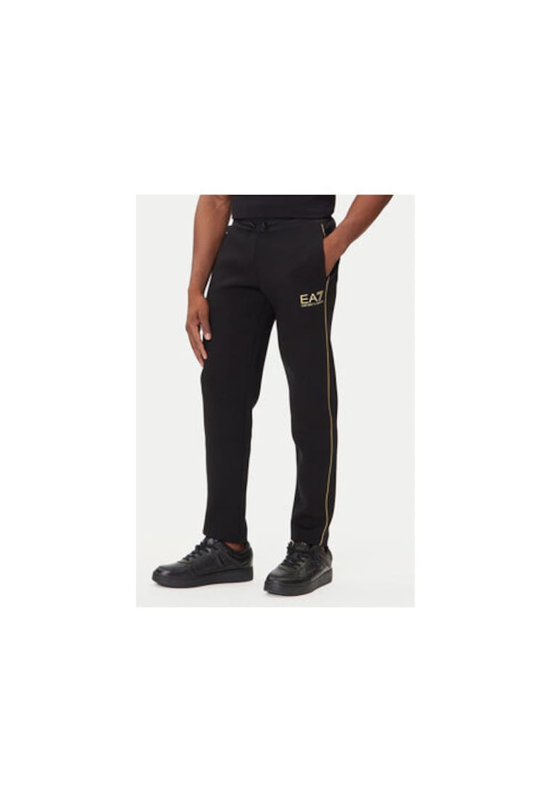 Pantaloni sport barbati - Emporio Armani negru - poliester/viscoza/elastan -