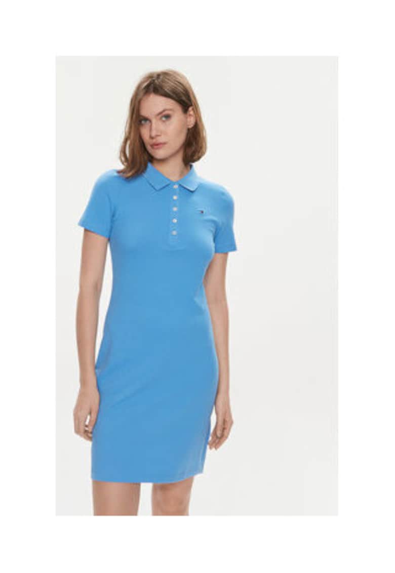 Rochie de zi Dama - Albastru - bumbac organic - elastan