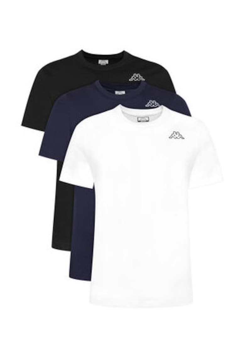 Set 3 tricouri barbati - alb - negru - bleumarin - 100% bumbac -