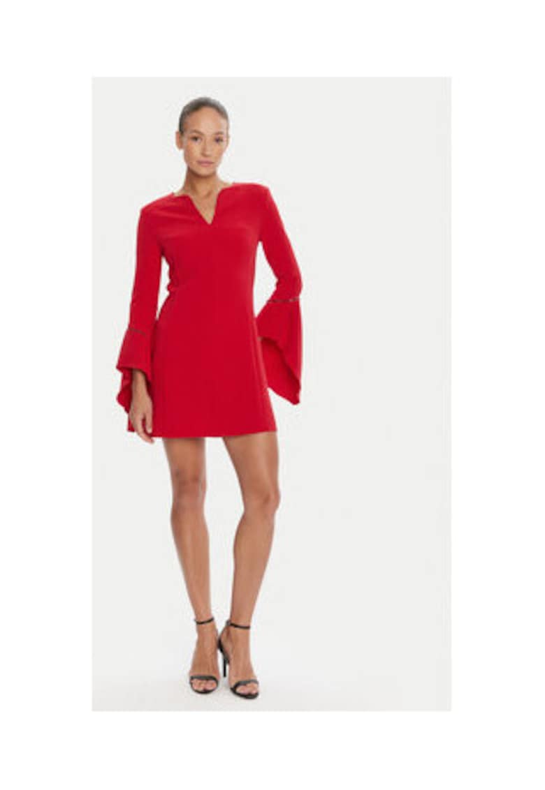 Rochie de cocktail - rosu - 78% poliester - 17% viscoza - 5% elastan -