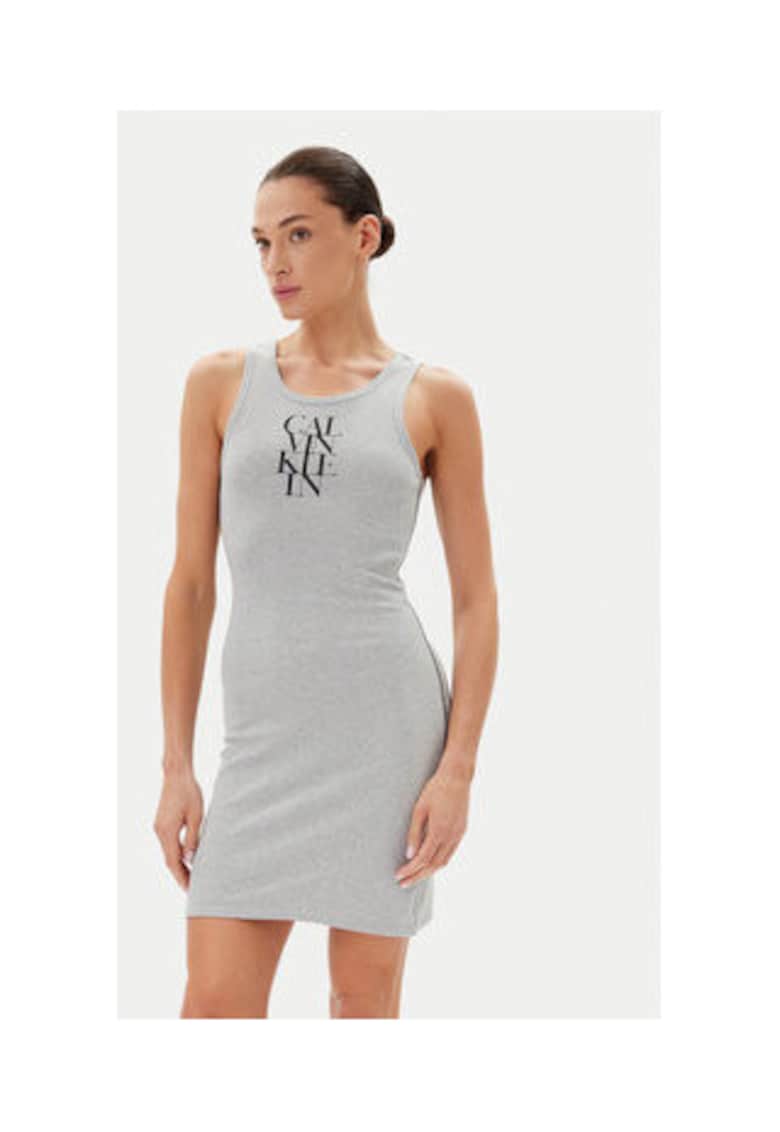 Rochie casual Dama - Gri - bumbac-elastan -