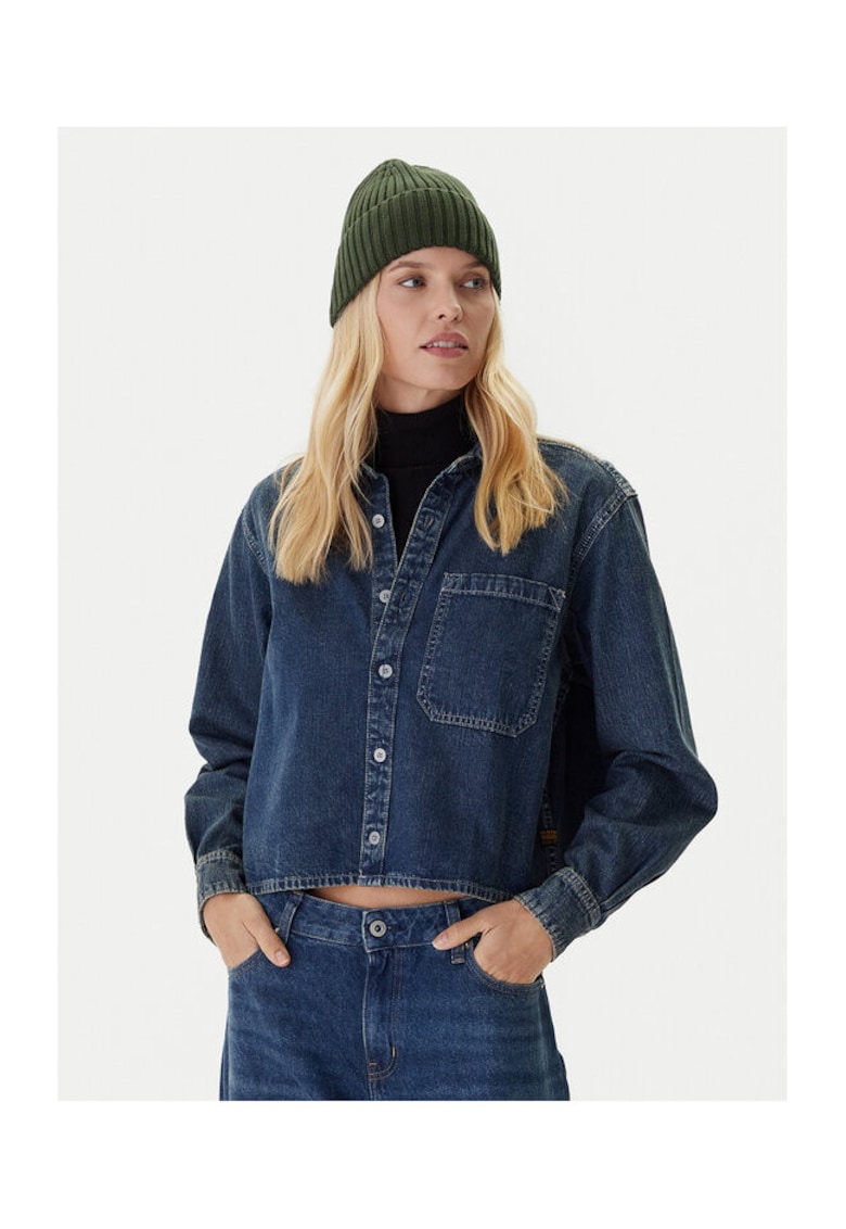 Camasa din denim pentru femei albastru inchis