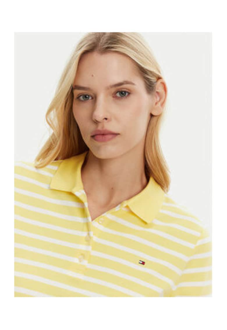 Tommy Hilfiger Polo de dama - bumbac - galben/alb -