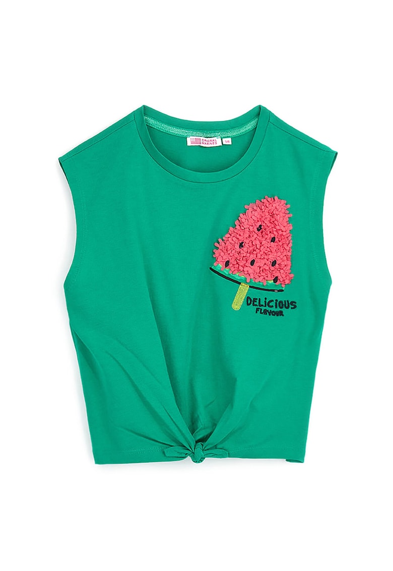 Top Fata - bumbac - verde - 110-116cm