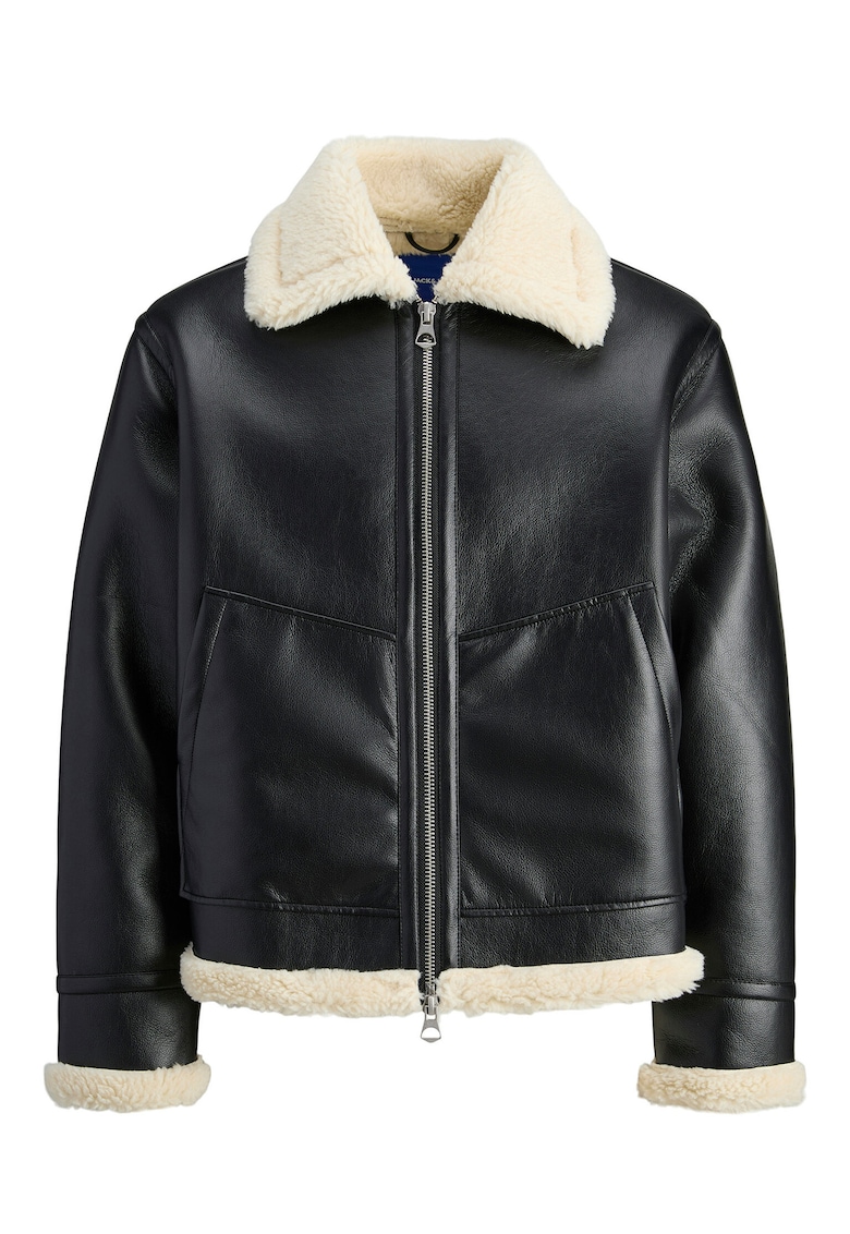Geaca din imitatie de piele - Jack Jones - neagra - 100% imitatie de piele - set barbati -