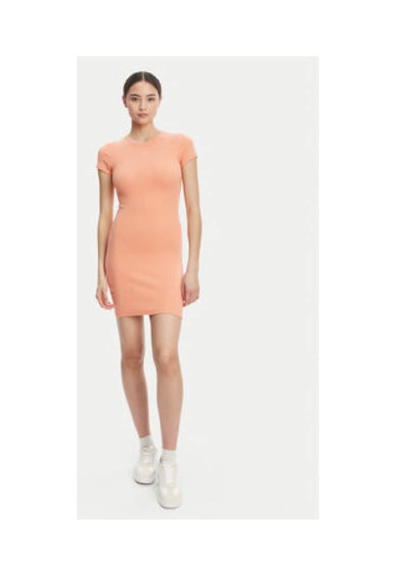 Rochie casual Dama - coral - 93% bumbac - 7% elastan -