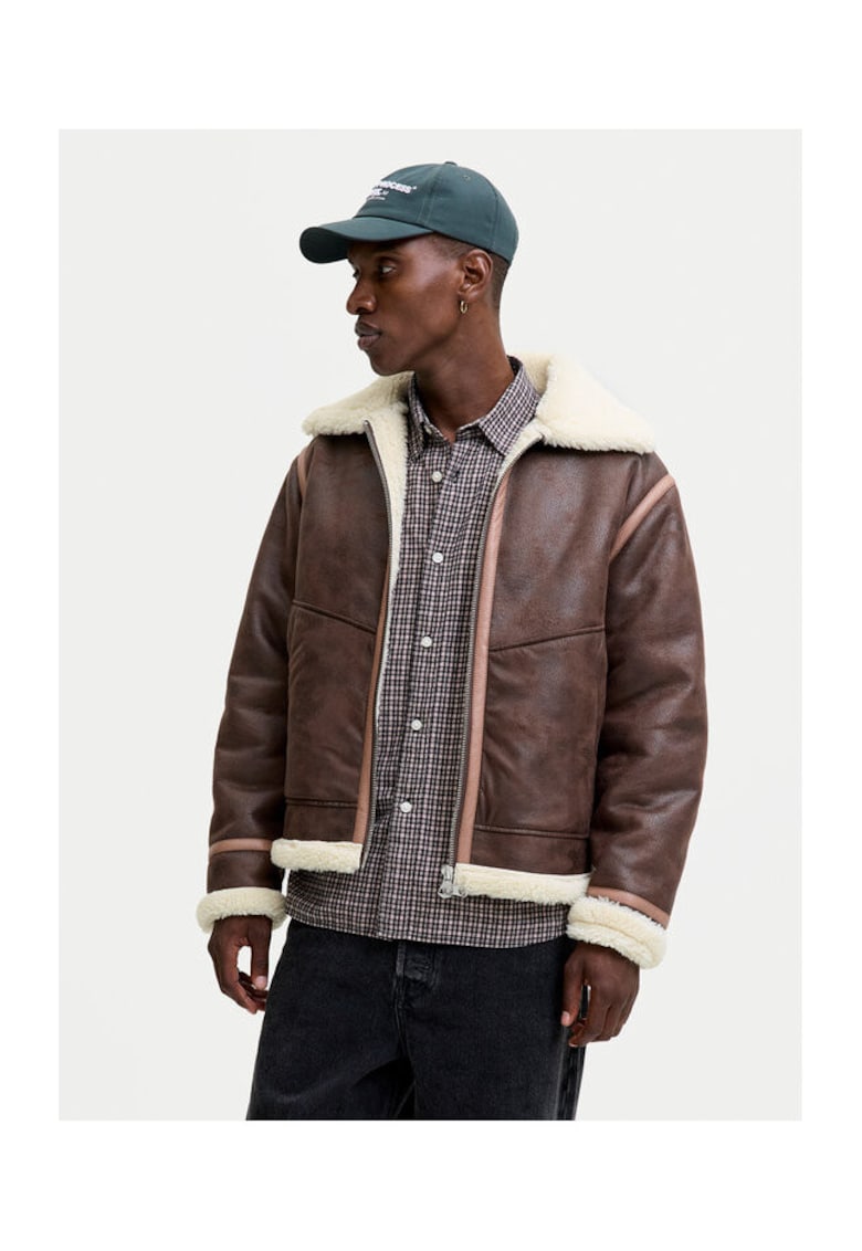 Jack & Jones Geaca din imitatie de piele - Jack Jones - maro - 100% imitatie de piele