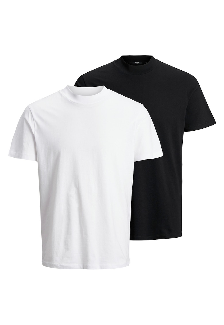 Jack & Jones Set tricouri barbatesti alb - negru - bumbac
