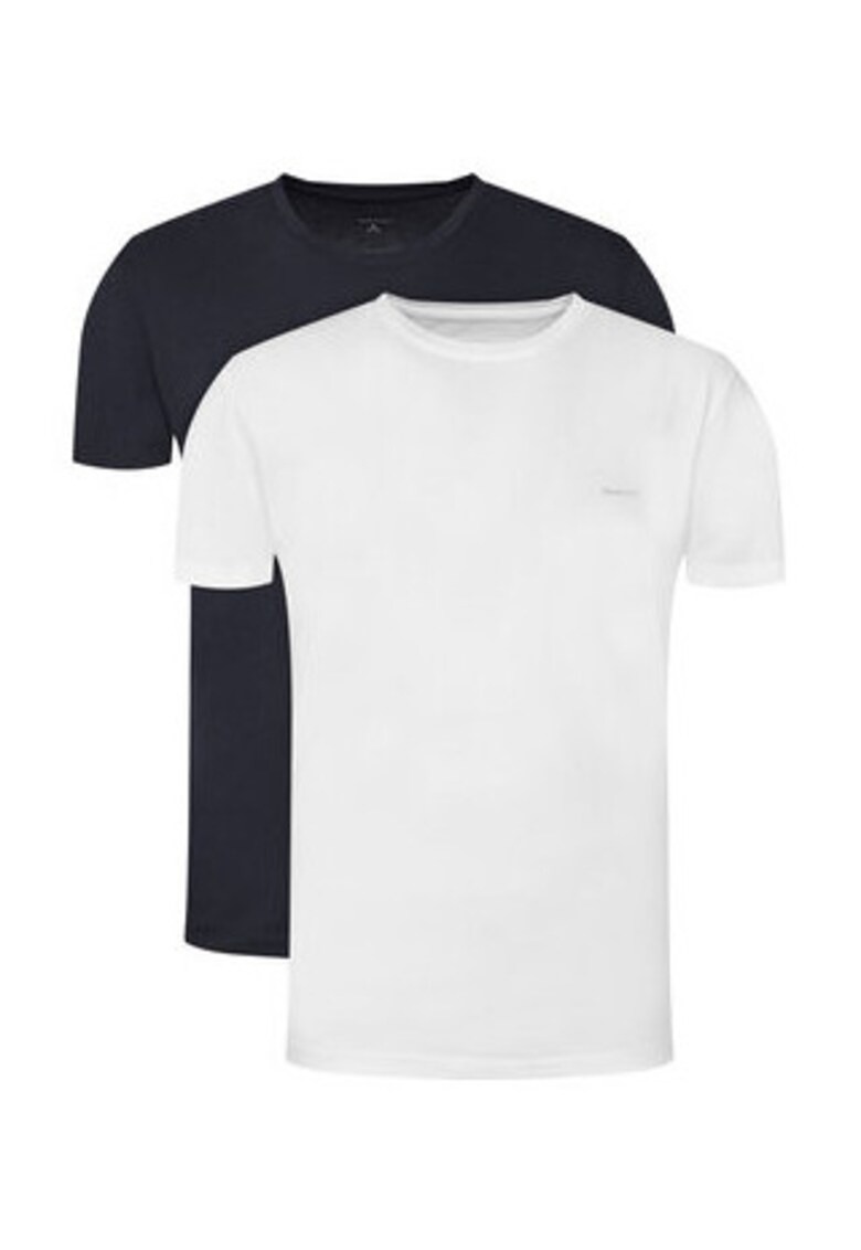 Set 2 tricouri barbati - alb - 100% bumbac - 65754 - Alb/Negru
