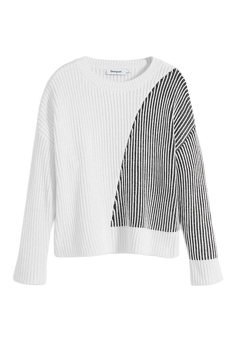 Pulover Dama - Alb/Negru - 60% bumbac - 40 - Alb