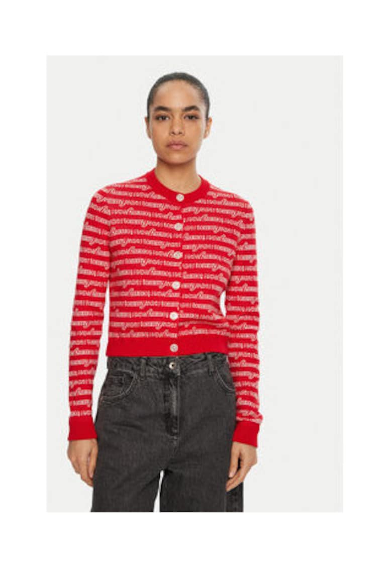 Cardigan dama rosu - pulover tricotat