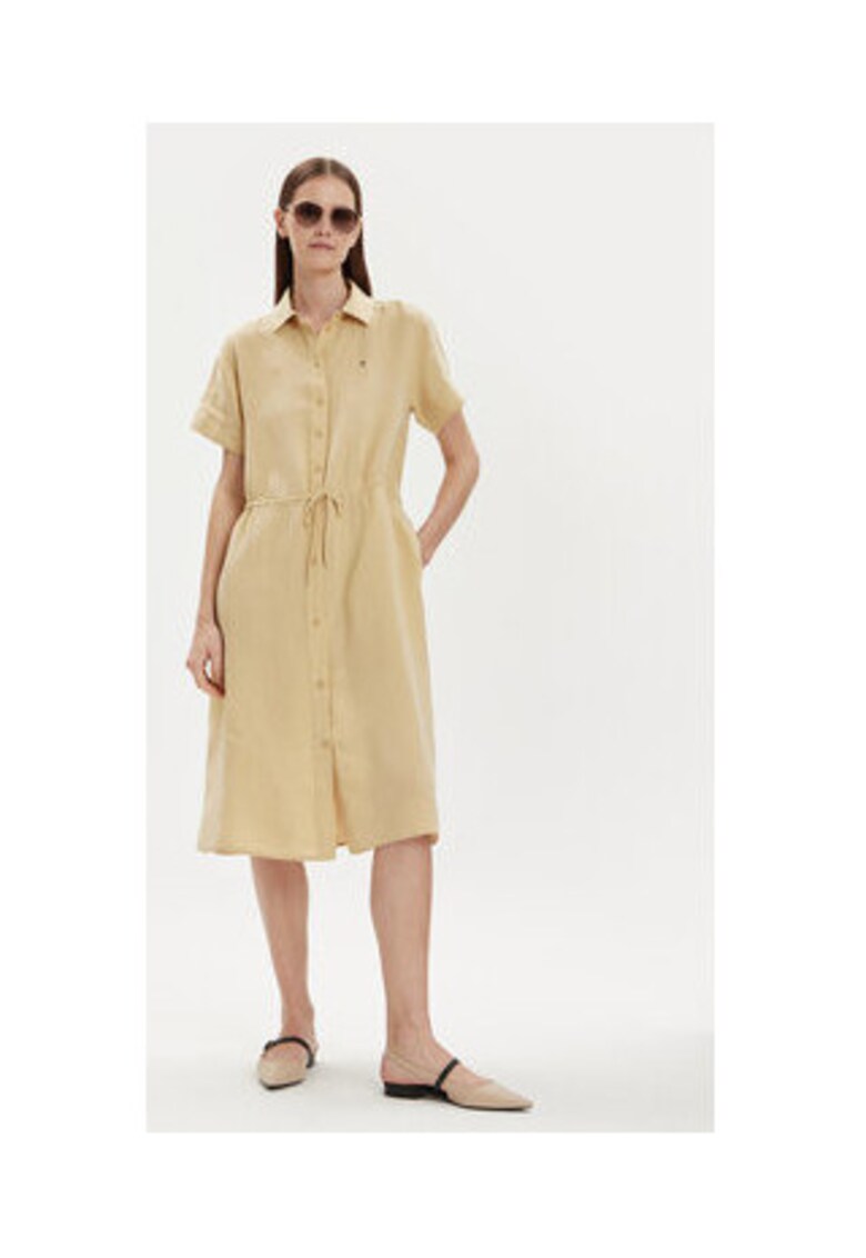 Rochie tip camasa Dama - bej - 100% in -