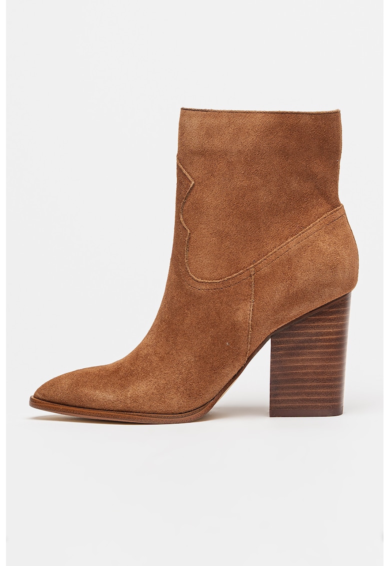 Botine din piele intoarsa cu fermoar