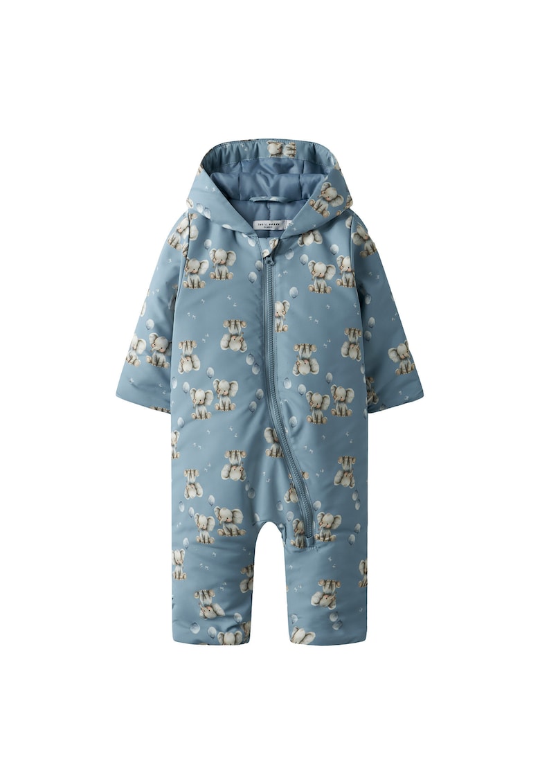 Salopeta pentru copii - unisex - poliester - model cu elefanti - albastru