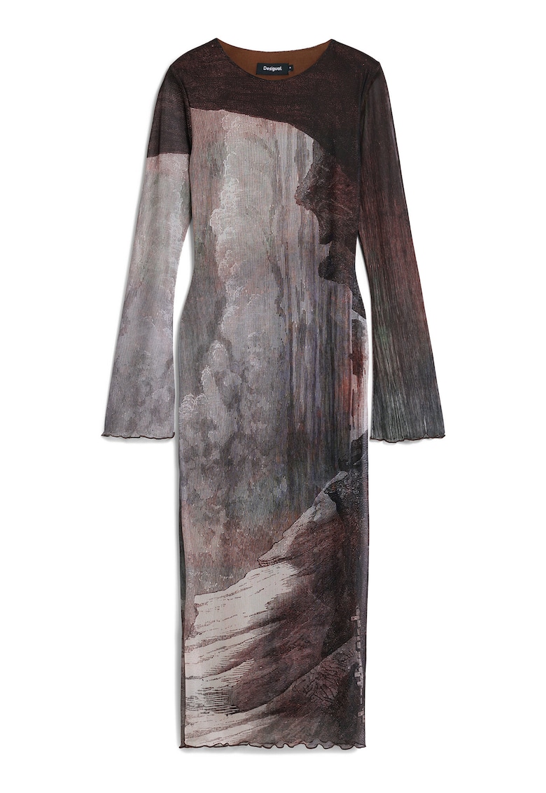 Rochie casual Dama - maro - gri - 94% poliester - 6% elastan