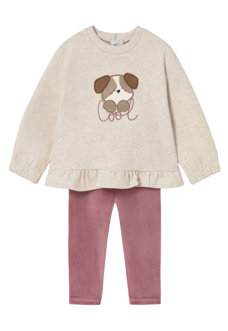 Set bluza si colanti Fetite - Bej - Roz - bumbac/poliester - 2 ani