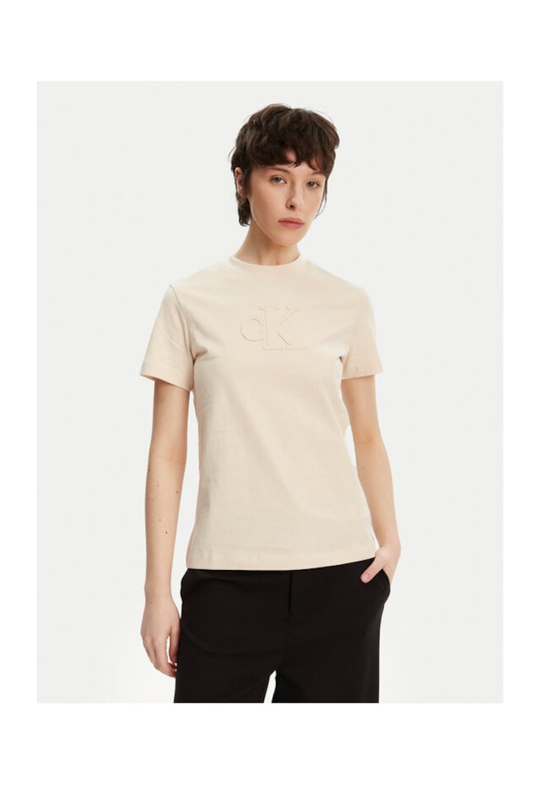 Tricou dama - bej - bumbac -