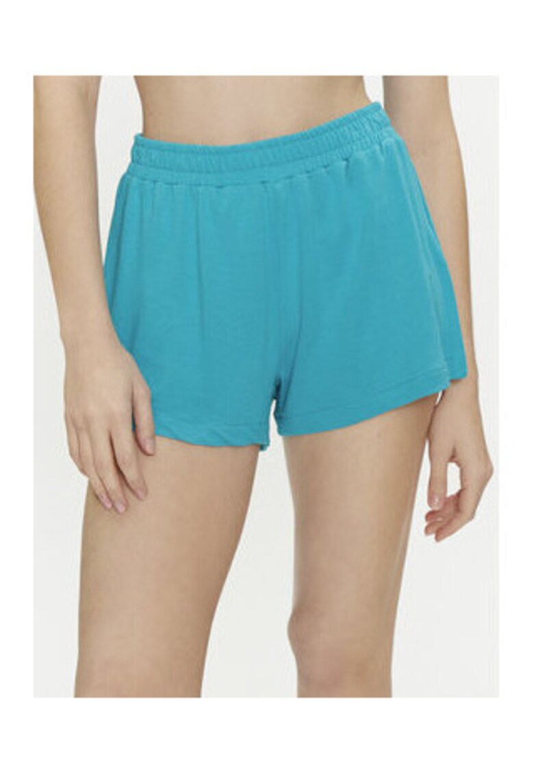 Pantaloni scurti din material textil pentru femei - Swimwear - Albastru - 83% viscoza - 17% poliester -