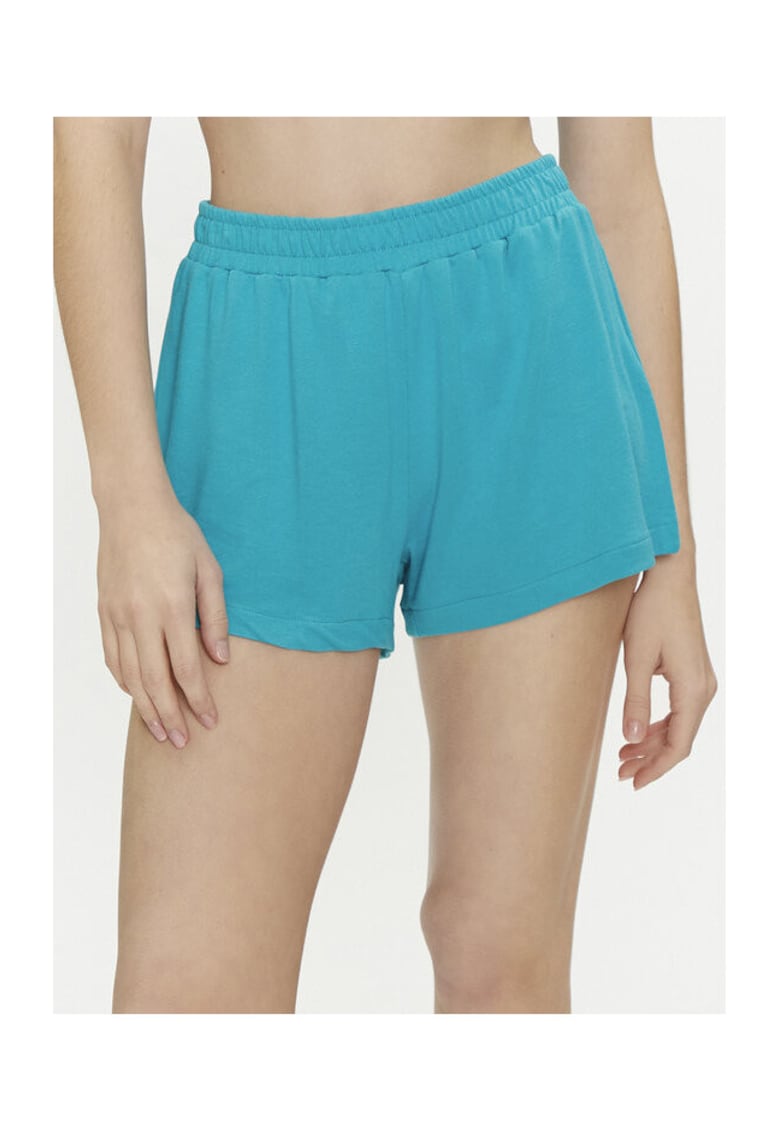 Pantaloni scurti din material textil pentru femei - Swimwear - Albastru - 83% viscoza - 17% poliester -