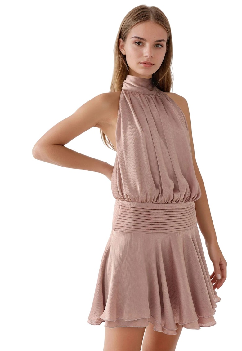 Rochie mini - Textil - Roz pudrat