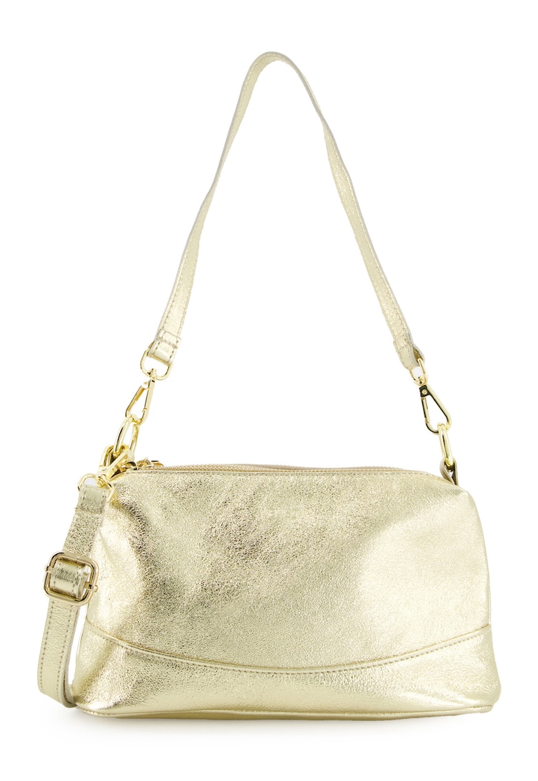 Geanta de umar model Messenger - piele naturala - auriu - 26x10x16cm - cu curea detasabila