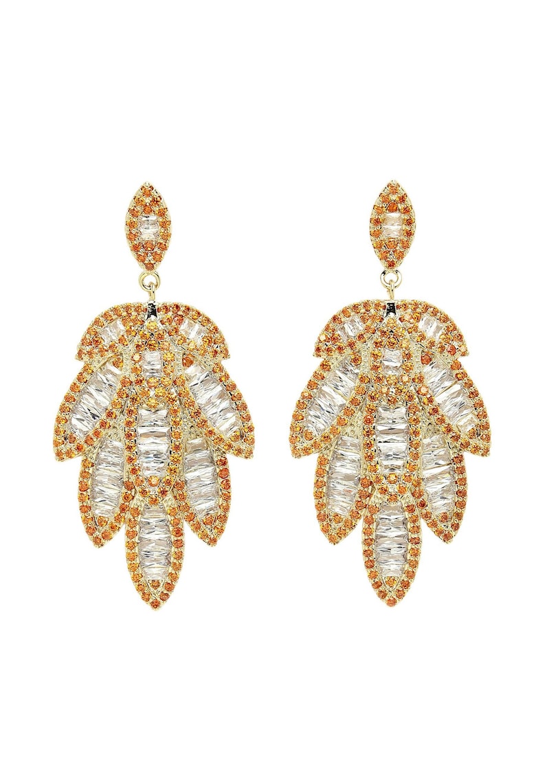 Cercei drop placati cu aur de 18K si decorati cu zirconia