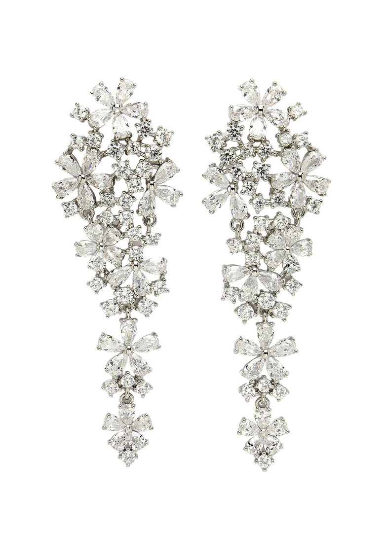 Cercei drop decorati cu zirconia