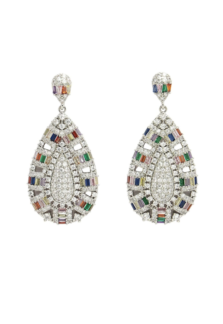 Cercei drop cu zirconia - Argintiu