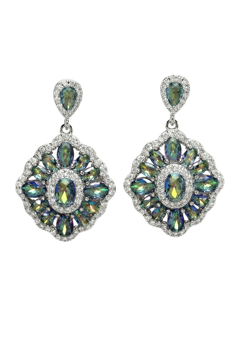 Cercei drop cu zirconia - Verde