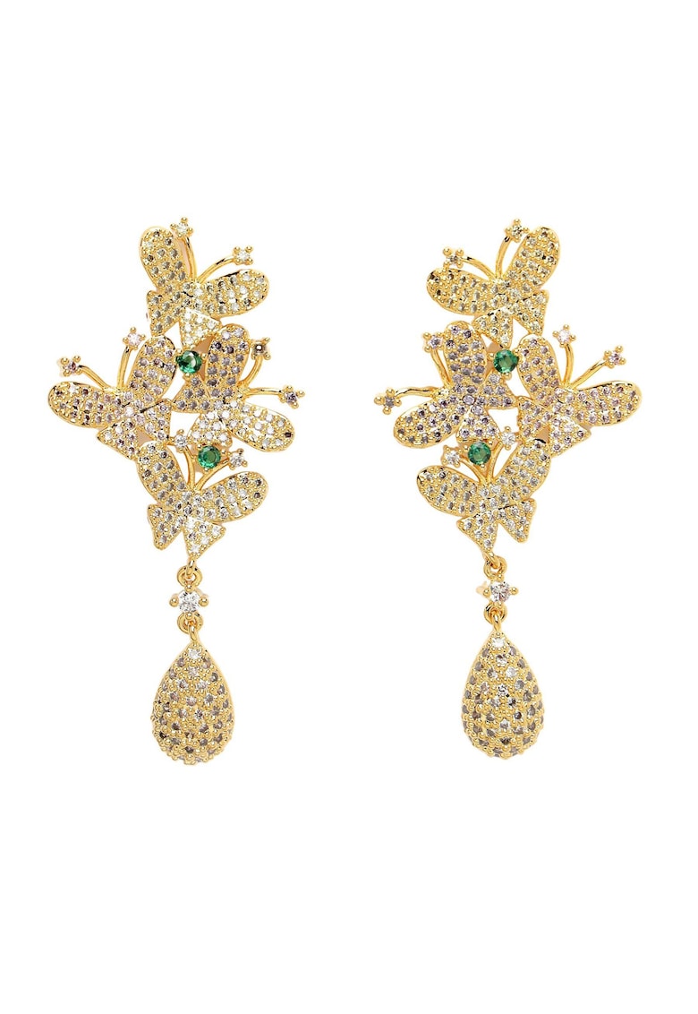 Cercei drop placati cu aur de 18K - Auriu