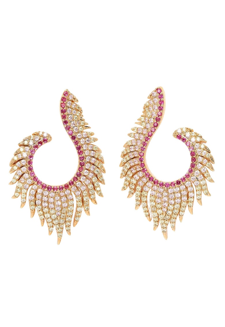 Cercei placati cu aur de 18K si cristale - Roz