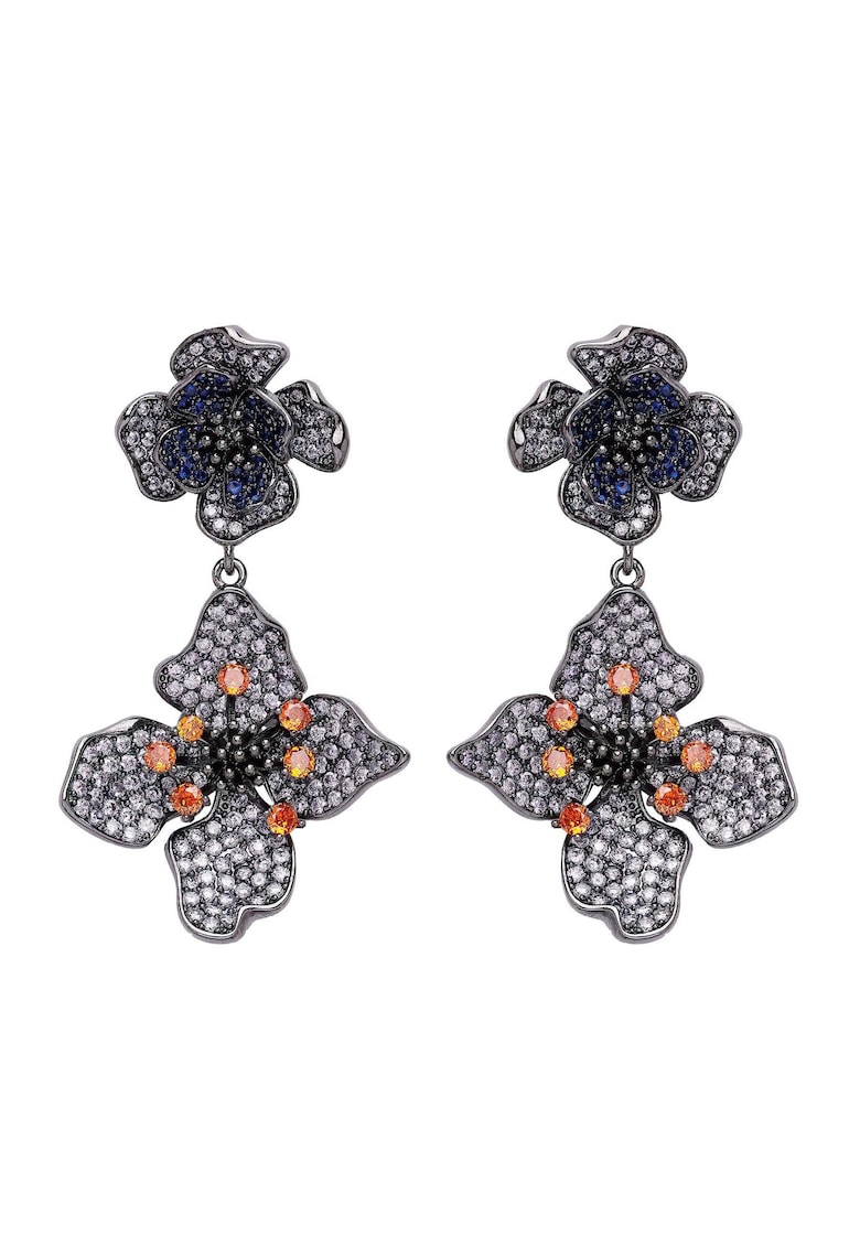 Cercei drop in forma de floare decorati cu cristale
