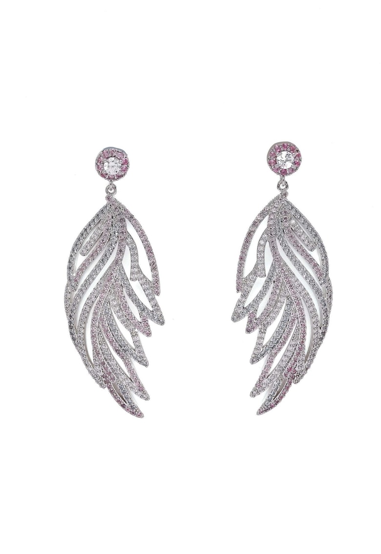 Cercei drop in forma de frunza cu zirconia