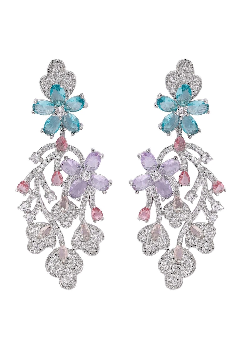 Cercei drop cu model floral Diva