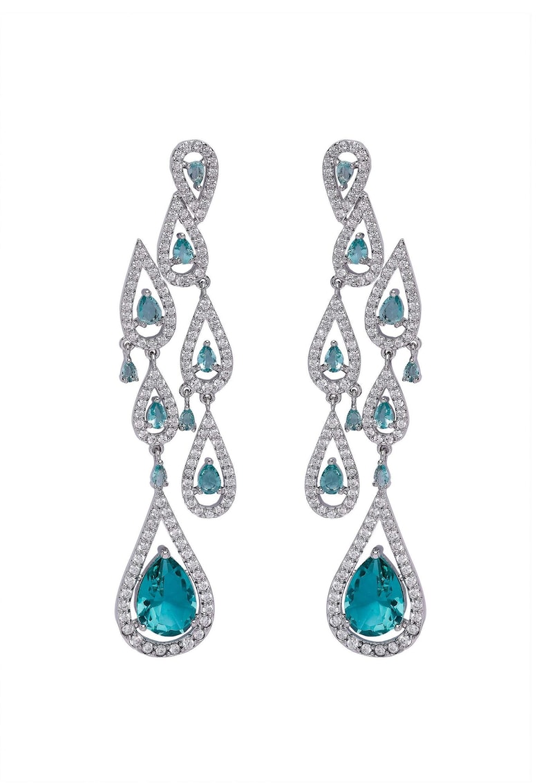 Cercei drop placati cu zirconia