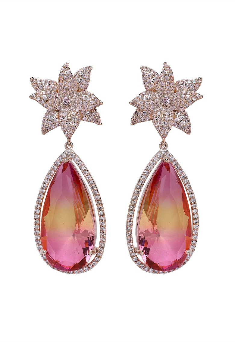 Cercei in forma de lacrima placati cu rodiu si zirconia