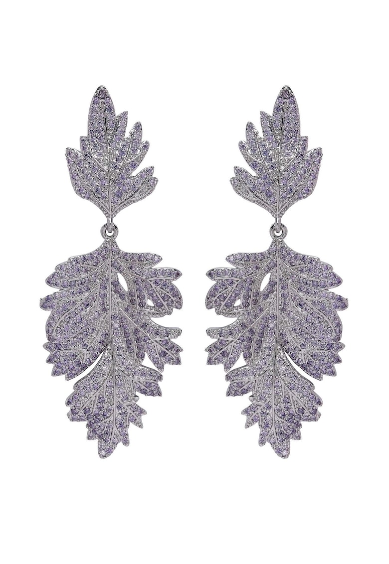 AVANT-GARDE PARI - Cercei drop in forma de frunza decorati cu zirconia