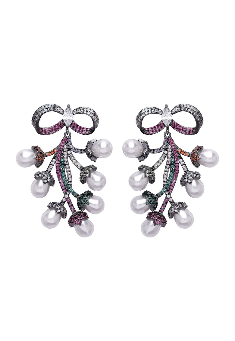 Cercei placati cu rodiu si zirconia Diva