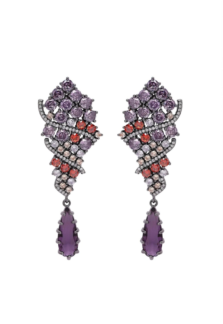 Cercei placati cu rodiu si zirconia Diva Contemporary