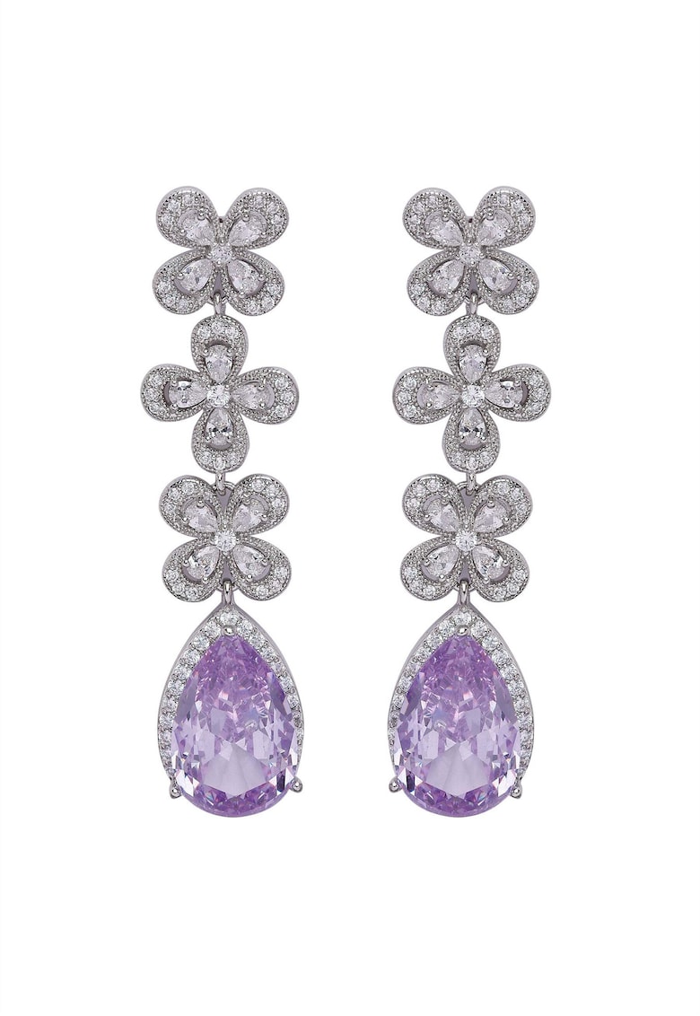 Cercei cu si placati cu rodiu - Violet