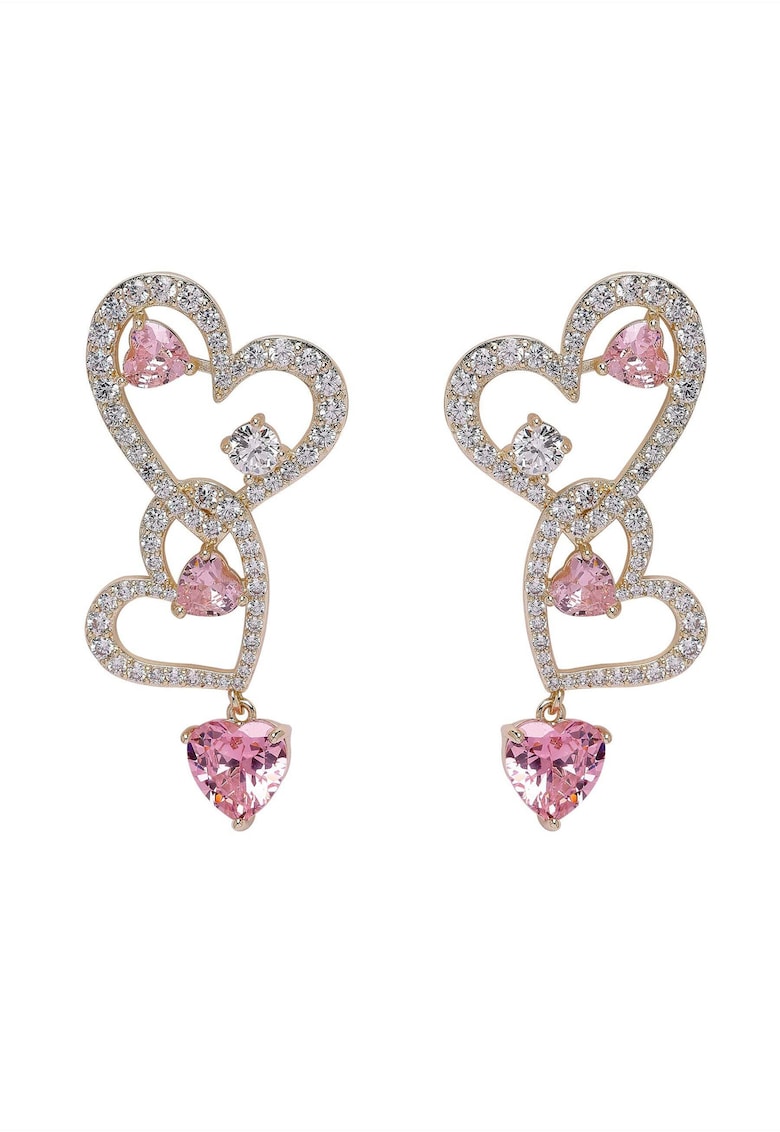 Cercei placati cu rodiu si zirconia Diva Heart